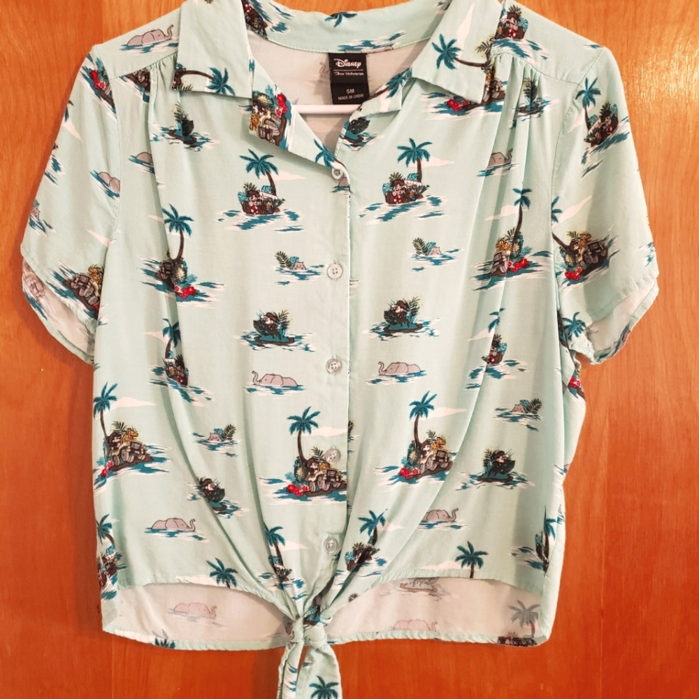NWOT Never worn. Small. Tied button up Disney's Jungle Cruise Mickey blouse.